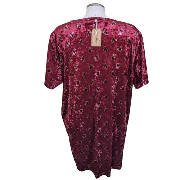 Natural Life New Claire Velvet Dress Womens Size Large Cranberry Fan Motif - Picture 6 of 9